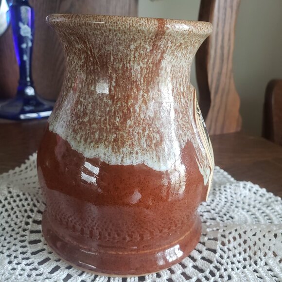 Kansas City Renaissance Festival 2009 Brown Hand Thrown Coffee Mug Cup Grey Fox - Picture 3 of 11